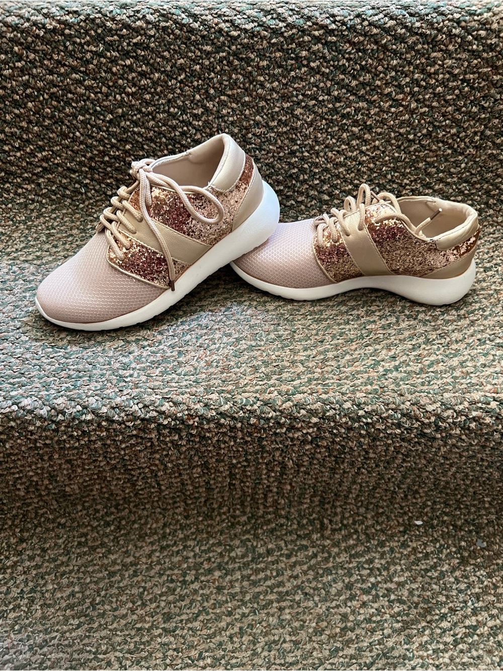SHEIN Blush Pink Glitter Lace-Up Sneakers size 37